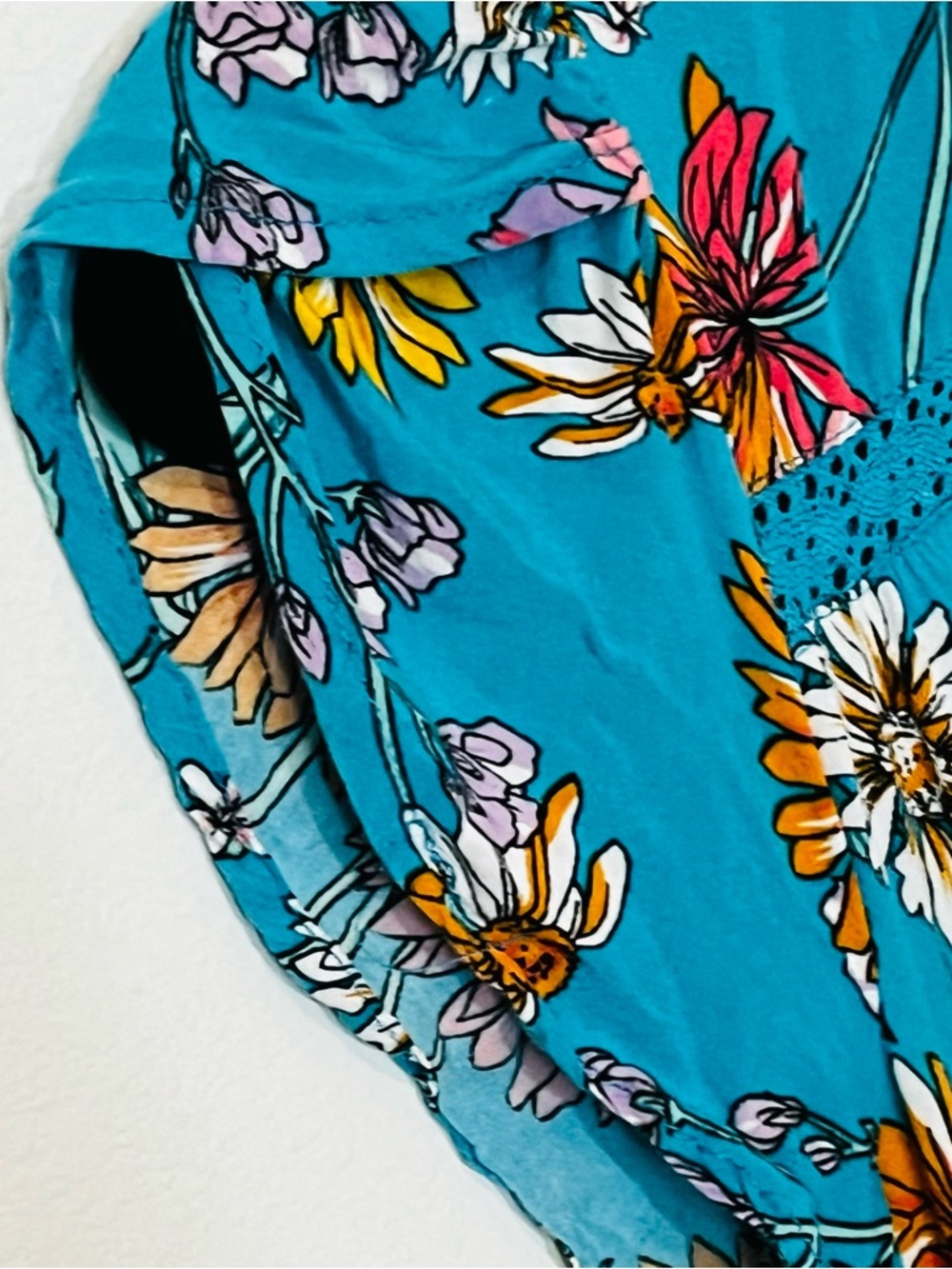 Jaase Carmen Janis Beautiful Pink Teal Floral Maxi Dress Embroidered Cap Slvs Sm - Picture 6 of 13